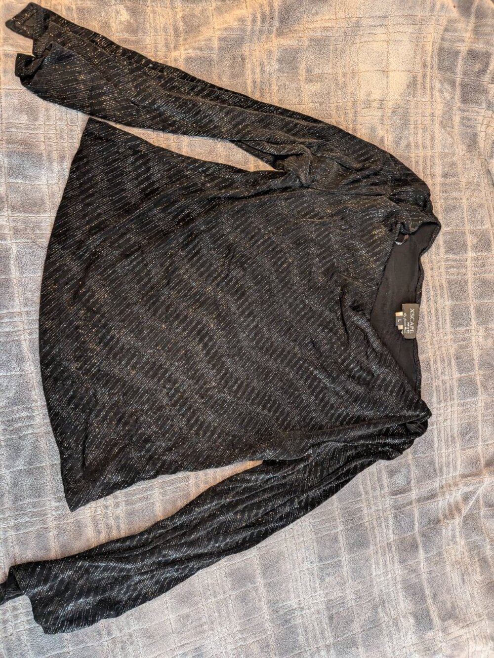 Xscape Petite Large Black Shimmery Blouse
